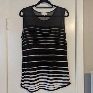 Sleeveless Calvin Klein B&W Striped Blouse